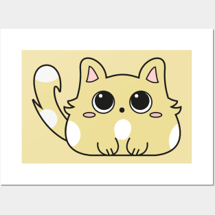 Cute yellow kitten with white spots Posters and Art